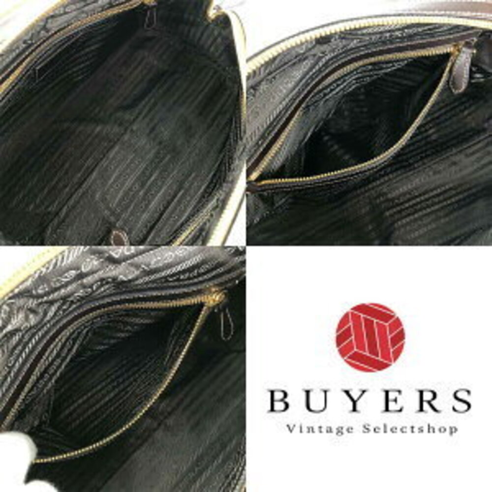 Prada canvas jacquard plate leather Black logo handbag - Picture 4 of 10